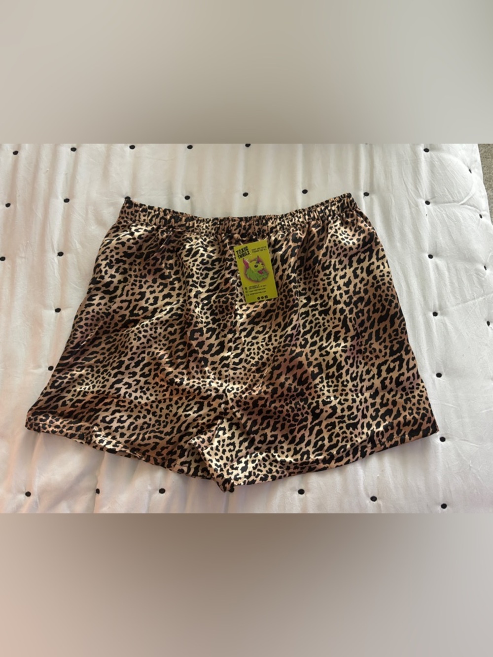 Leopard Print Satin Mini Skirt - Brown/Black